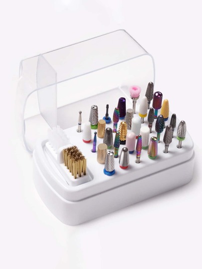 2 In 1 Nail Drill And Polish Head Organizer &1pc Dustproof Makeup Organizer & Portable Nail Drill Organizer With Cleaning Brush & 30 Hole Nail Polish Head Organizer & Nail Tool Organizer,Nail Supplies,Nail Tools,Nail Art Tools,Back To School,Nails,Nail Tools For Press On Nails
