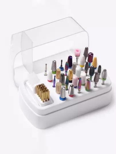 2 In 1 Nail Drill And Polish Head Organizer &1pc Dustproof Makeup Organizer & Portable Nail Drill Organizer With Cleaning Brush & 30 Hole Nail Polish Head Organizer & Nail Tool Organizer,Nail Supplies,Nail Tools,Nail Art Tools,Back To School,Nails,Nail Tools For Press On Nails