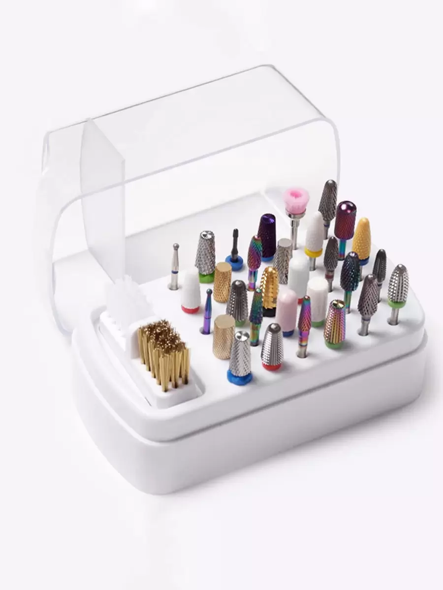 2 In 1 Nail Drill And Polish Head Organizer &1pc Dustproof Makeup Organizer & Portable Nail Drill Organizer With Cleaning Brush & 30 Hole Nail Polish Head Organizer & Nail Tool Organizer,Nail Supplies,Nail Tools,Nail Art Tools,Back To School,Nails,Nail Tools For Press On Nails