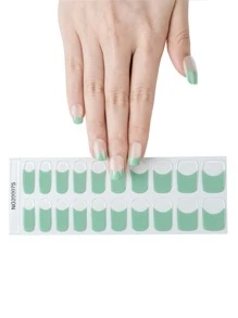 1 Box Long-lasting Uv Nail Gel Sticker In Transparent French-style Mint Green Color, 20pcs Finger Nail Gel Stickers, Easy To Apply And Remove - Multicolor - View 3