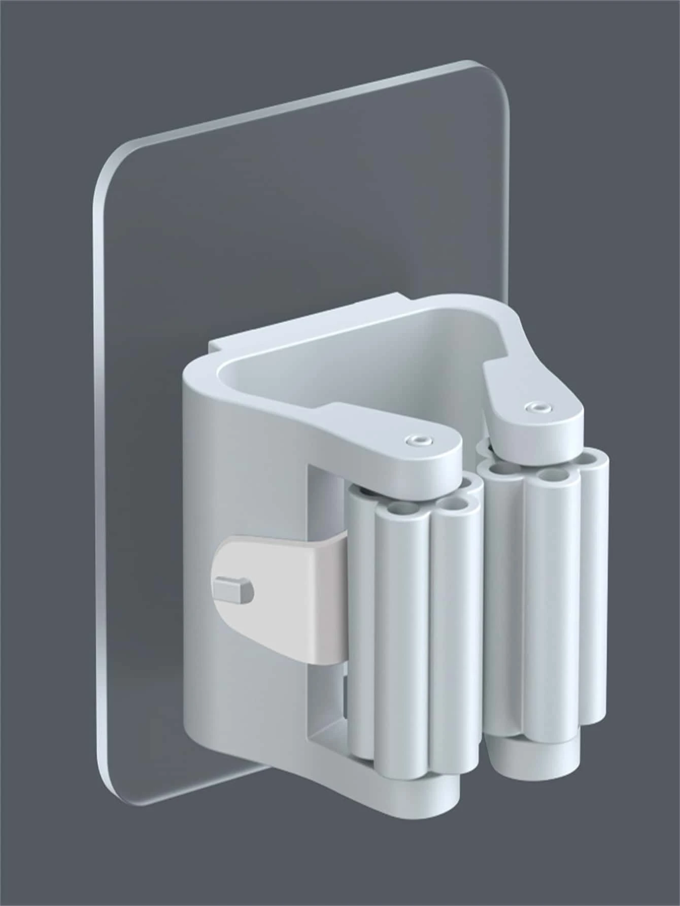 1 件装免钻拖把架自粘式扫帚挂架收纳挂钩适用于浴室，白色