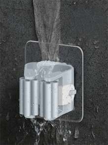 1 件装免钻拖把架自粘式扫帚挂架收纳挂钩适用于浴室，白色