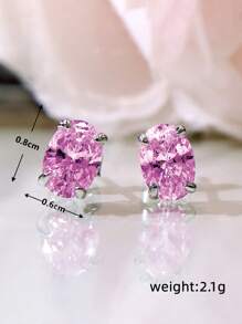 1 Đôi bông tai đính đá Cubic Zirconia thanh lịch, phù hợp cho nữ giới, có thể đeo trong các dịp cưới hỏi, lễ đính hôn, kỷ niệm, tiệc tùng, Ngày Valentine, cũng là món quà lý tưởng dành cho mẹ nhân Ngày của Mẹ. - Hồng - Xem 7