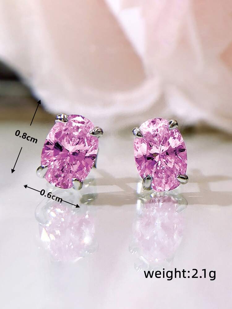 1 Pair Elegant Cubic Zirconia Stud Earrings, Suitable For Women, Can Be Worn For Weddings, Engagements, Anniversaries, Parties, Valentine's Day, Also An Ideal Gift For Mothers, Mother's Day