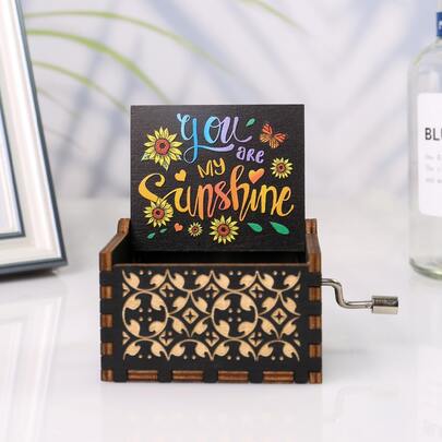 1pc Wooden Hand Crank Music Box Best Gifts Birthday