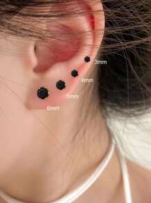 1对不锈钢耳钉，女士彩色立方氧化锆圆形耳环，耳环配饰，男士珠宝 - 金色 - 查看 1