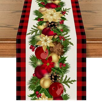 聖誕節桌旗/桌巾/廚房餐桌裝飾墊室內外家庭派對裝飾/桌旗/聖誕節桌巾。採用100%聚酯纖維製成,堅固的縫紉,柔軟耐用。可以保護您的桌面免受熱、刮痕和溢潑。此桌旗的尺寸為33-183cm,適合容納4-6人的桌子。這是您餐桌的完美佈置,為您提供一個愉悅的用餐體驗。它不會縮水或褪色。