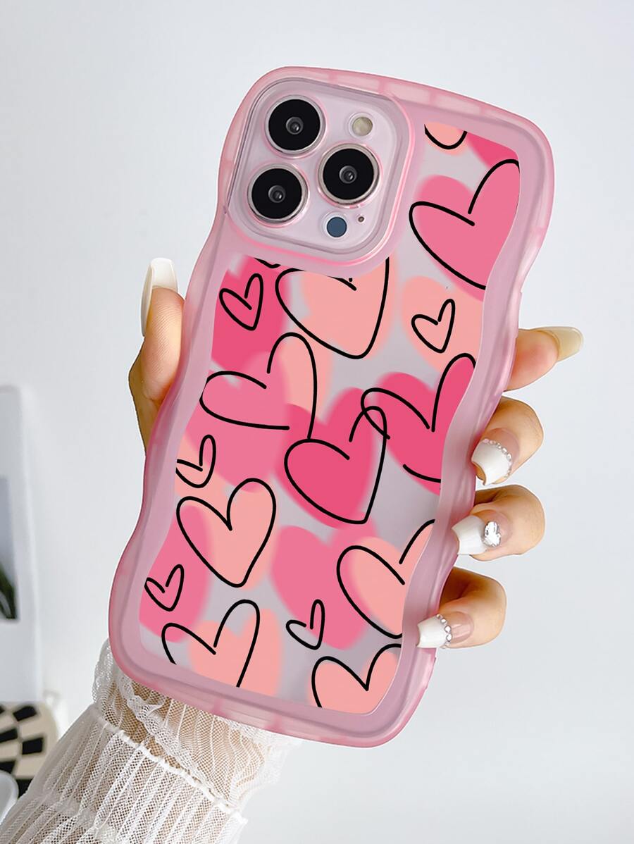 Funda para móvil con patrón de corazón - Rosa - Ver 1