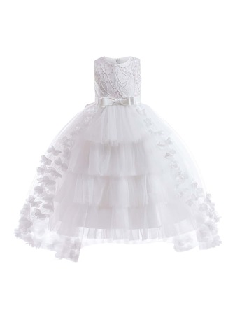 优雅多层薄纱长裙，适合年轻女孩，可用于旅行、度假、派对等场合，不含头饰