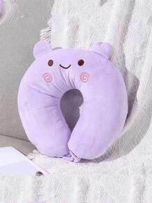 1pc U-Shaped Neck Pillow, Cervical Pillow, Cute Neck Rest Pillow For Office Nap, Airplane Travel - Purple - View 1
