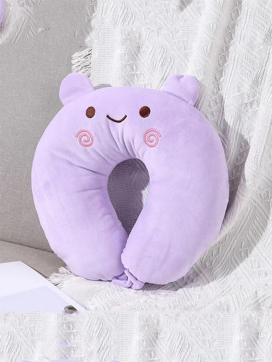 1pc U-Shaped Neck Pillow, Cervical Pillow, Cute Neck Rest Pillow For Office Nap, Airplane Travel - Purple - View 1