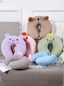 1pc U-Shaped Neck Pillow, Cervical Pillow, Cute Neck Rest Pillow For Office Nap, Airplane Travel - Purple - View 3