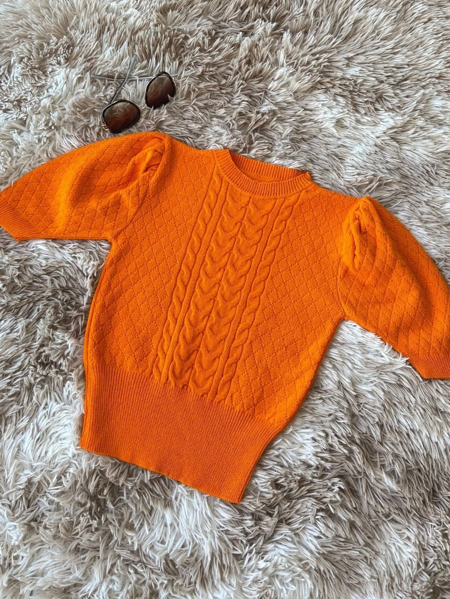 Women Knit Tops - Màu Cam cháy - Xem 1
