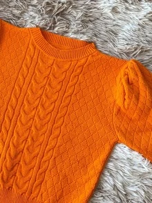 Women Knit Tops - Màu Cam cháy - Xem 3