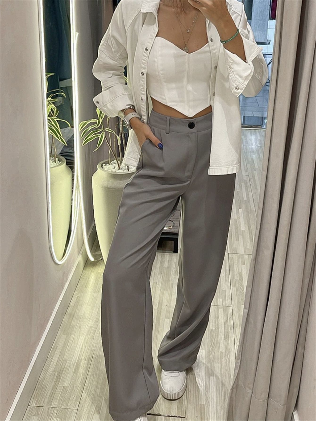 Women Pants - Dark Grey - View 1