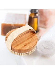 2 trong1 Khô Cơ thể Chải Tự nhiên Bristle Da chết Để loại bỏ Mát xa Chống lại mỡ chảy xệ - Màu be - Xem 10