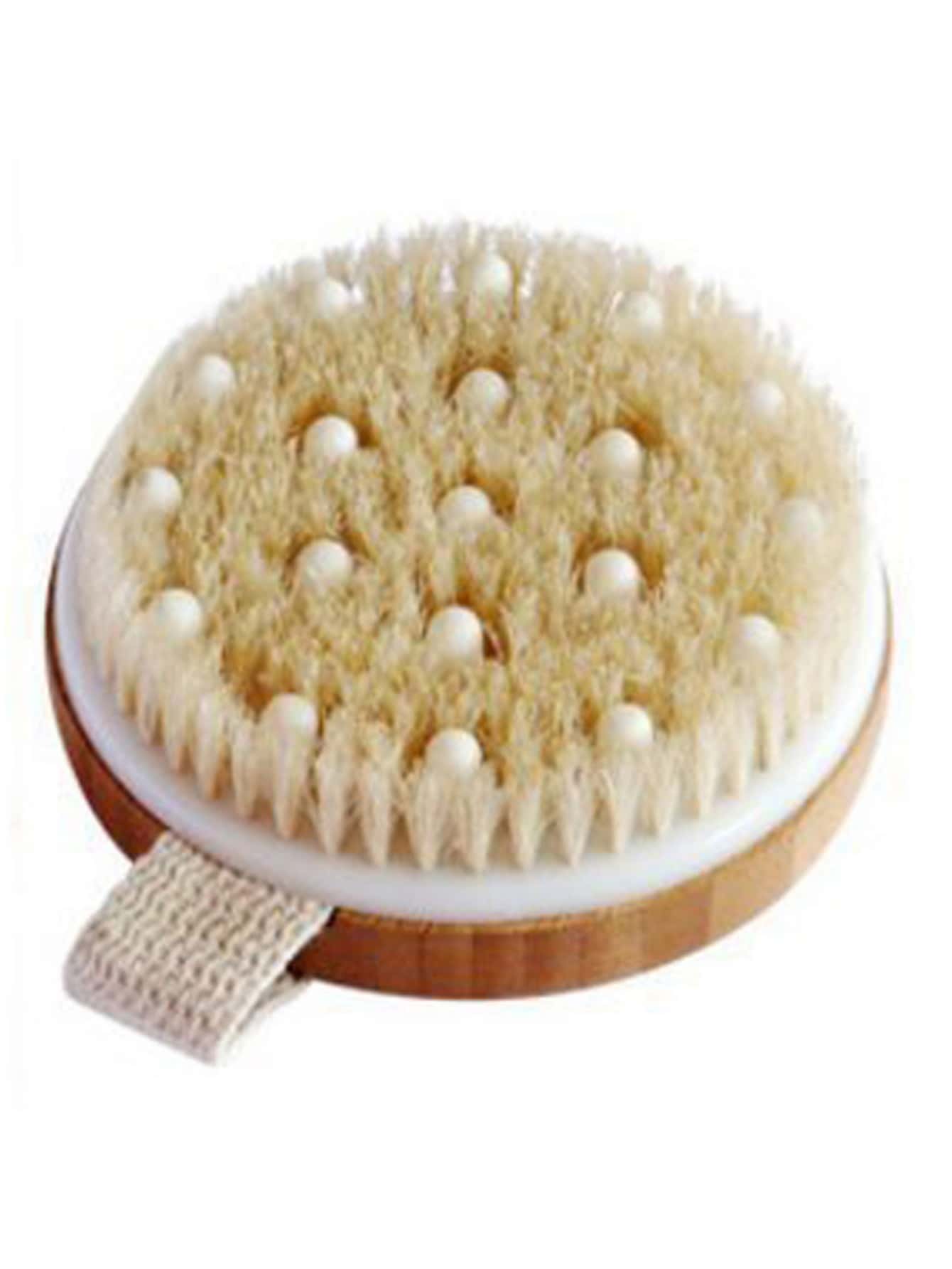 2 trong1 Khô Cơ thể Chải Tự nhiên Bristle Da chết Để loại bỏ Mát xa Chống lại mỡ chảy xệ - Màu be - Xem 1