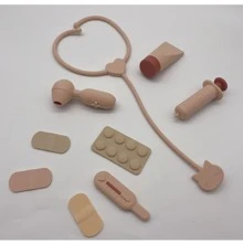 1套/10入組矽膠醫生玩具套裝適用於嬰兒&兒童角色扮演&早期教育,還食品級牙膠玩具,粉色的 - 粉色 - 查看 6