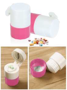 1pc-4 in 1 Portable 4 Layer Powder Tablet Grinder Powder Pill Cutter Medicine Splitter Box Storage Crusher - Pink - View 6