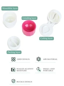 1pc-4 in 1 Portable 4 Layer Powder Tablet Grinder Powder Pill Cutter Medicine Splitter Box Storage Crusher - Pink - View 4