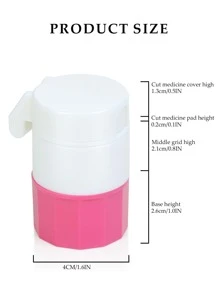 1pc-4 in 1 Portable 4 Layer Powder Tablet Grinder Powder Pill Cutter Medicine Splitter Box Storage Crusher - Pink - View 8