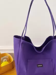 Women's Solid Color Fashion Canvas Shopping Bag Shoulder Tote Bag Student Book Bag Large Capacit Christmas Essentials New Arrivals For Valentine's Day