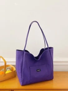 Women's Solid Color Fashion Canvas Shopping Bag Shoulder Tote Bag Student Book Bag Large Capacit Christmas Essentials New Arrivals For Valentine's Day