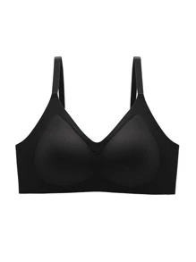 1件女士大碼無縫無鋼圈文胸,提升、塑形和支撐,防止下垂和減少側邊的突肉 - 黑色 - 查看 7