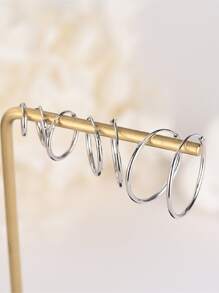 1pair Fashionable Minimalist French Style S925 Sterling Silver Circle Hoop Earrings, Silver Gift