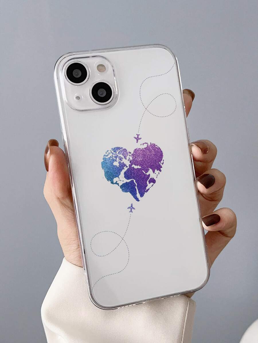 Funda de celular transparente con patrón de corazón - Multicolor - Ver 1