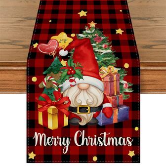 聖誕節桌布/桌旗/墊子,適用於室內外廚房餐廳家庭派對裝飾。尺寸為13x72英寸,由100%聚酯纖維製成,經過結實縫合,手感柔軟,耐用性高。保護您的桌面免受熱和刮擦以及溢出物的損害。適合4-6人的桌子,完美地配合您的桌子,為您提供愉快的用餐體驗。不縮水,不褪色。