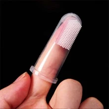 1入組透明矽膠寵物手指牙刷,貓和狗狗手指牙刷 - 無色 - 查看 5