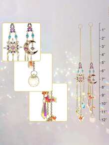 Crystal Suncatcher With Moon Star, Sun Catchers Indoor Window Rainbow Maker Suncatcher For Window, Window Hanging Ornament Rainbow Rhinestones Prisms Pendant Decor For Home Garden (1pc)