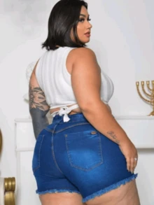 Women Denim Shorts - 46 - View 2