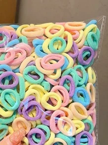100pcs Colorful Mini Hair Ties ,Head Piece - Black - View 3