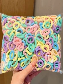 100pcs Colorful Mini Hair Ties ,Head Piece - Black - View 2