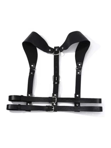 一件女士性感内衣配饰 - 纯色 PU 皮革可调节肩带 - 情侣约会胸部塑形腰带 - 设计师宽肩带瘦身束缚带 - 情侣约会捆绑背带 - 铆钉镶嵌朋克风格配饰 - 角色扮演节日和哥特式时尚配饰 - 日常穿着派对狂欢 COSPLAY