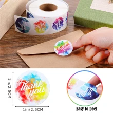 500pcs/roll Thank You Decorative Handmade Craft Adhesive Stickers Labels For Packaging - Multicolor - View 2