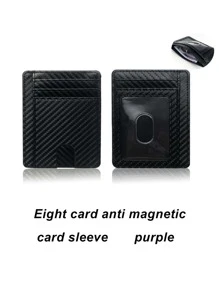 1 Miếng Không giới tính Màu thuần RFID Co giãn Ví thẻ Ví Với Dung lượng lớn Và Nhiều Thẻ Máy đánh bạc , Chống Từ tính Và Siêu mỏng Da giả Gói thẻ - Đen và trắng - Xem 3