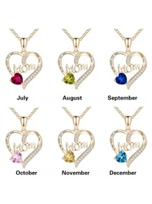 母親節禮物 - 玫瑰與生日石媽媽項鍊,女兒/兒子的母親節禮物,媽媽的生日禮物,愛媽媽母親節和聖誕節的完美禮物