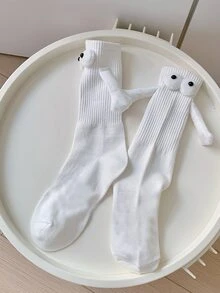 2 雙裝女黑白磁力眼情人手持襪