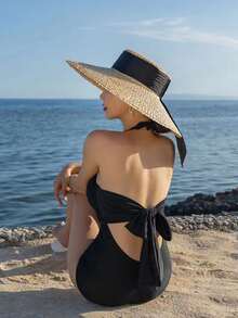Korean Style One Piece Swimsuit For Women, Black, Sexy, Tummy Control, Perfect For Hot Spring Bathing - Black - View 3