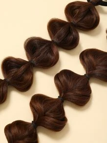 2 piezas Trenzas de cabello falso color marrón oscuro para mujer, coleta alta, trenza de boxeador retorcida, coleta doble natural, sujetador de coleta casual, elástico para el cabello, cuerda para el cabello - Multicolor - Ver 5