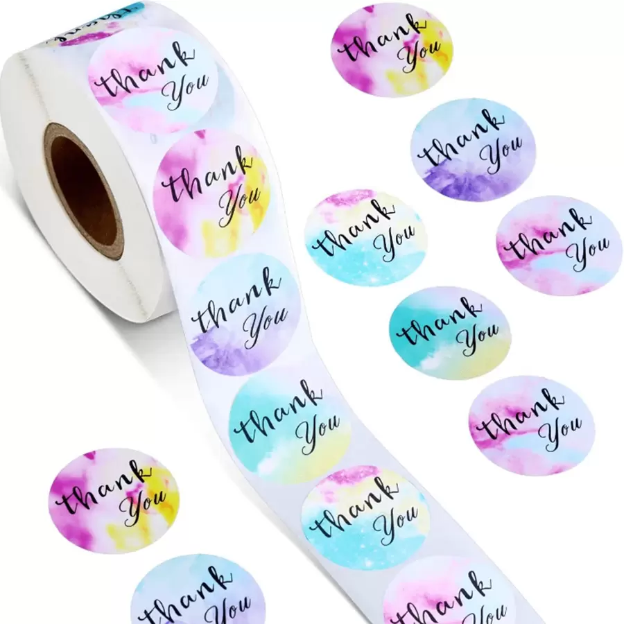 500入/捲謝謝您裝飾貼紙標籤,適用於手工藝品包裝密封 - 彩色 - 查看 1