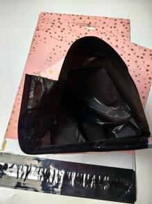 10 件粉色星星万圣节塑料袋带手柄 10x13 英寸感谢印花图案手提快递袋自封粘性加厚防水塑料聚乙烯运输邮寄袋 - 淺粉色 - 查看 8