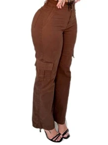 Women Jeans - 鏽棕色 - 查看 2