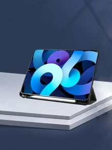 1入組具有支架座、筆槽、睡眠和喚醒功能的 Tpu 皮革智能保護套,適用於三折平板電腦 - 彩色 - 查看 3