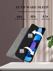 1入組具有支架座、筆槽、睡眠和喚醒功能的 Tpu 皮革智能保護套,適用於三折平板電腦 - 彩色 - 查看 5