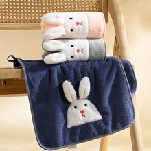 1set Lovely Cartoon Rabbit Head Towel And Bath Towel 2pcs/set - Cute Rabbit/Deep Blue - View 5