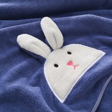 1set Lovely Cartoon Rabbit Head Towel And Bath Towel 2pcs/set - Cute Rabbit/Deep Blue - View 11